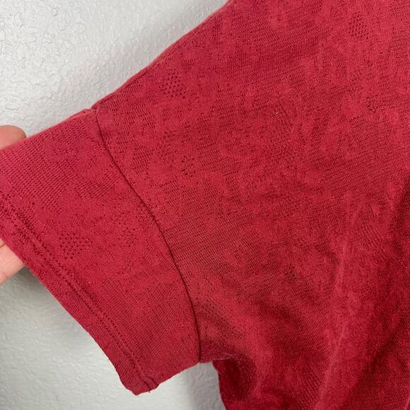 Mossimo Womans XL Red Lacy Sheer Back Crop Top Short Sleeve Fairy Boho Y2K - Picture 5 of 9